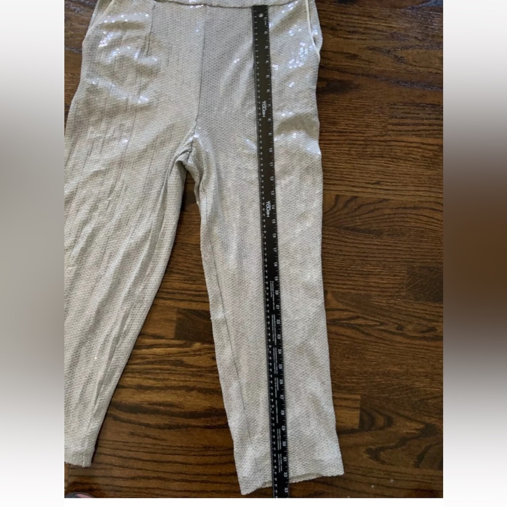 Anthropologie sequin Jumpsuit Women Silver Gray Stretch Coastal Disco Occasion - Picture 14 of 16